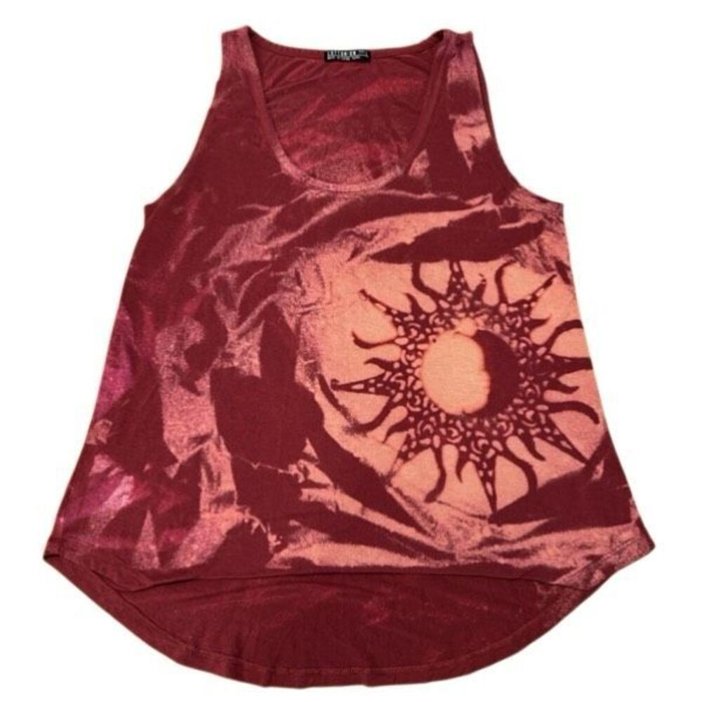 Custom Bleached Celestial Sun Tank Top Maroon Cotton On Sleeveless Top Size L
